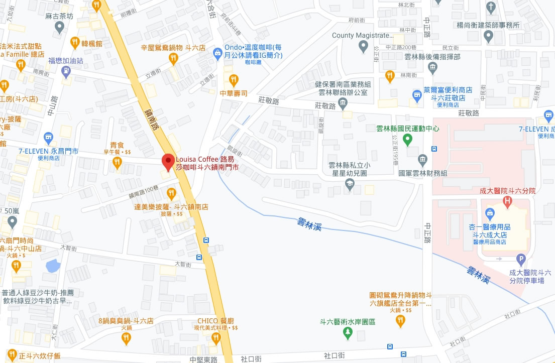 map-路易莎咖啡-斗六鎮南